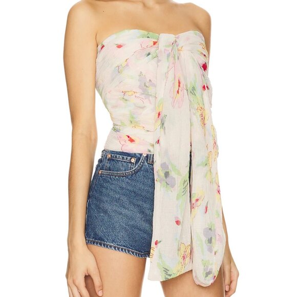 NEW FOR LOVE AND LEMONS ABBY STRAPLESS FLORAL GAUZE CORSET TOP SIZE S - Picture 1 of 10